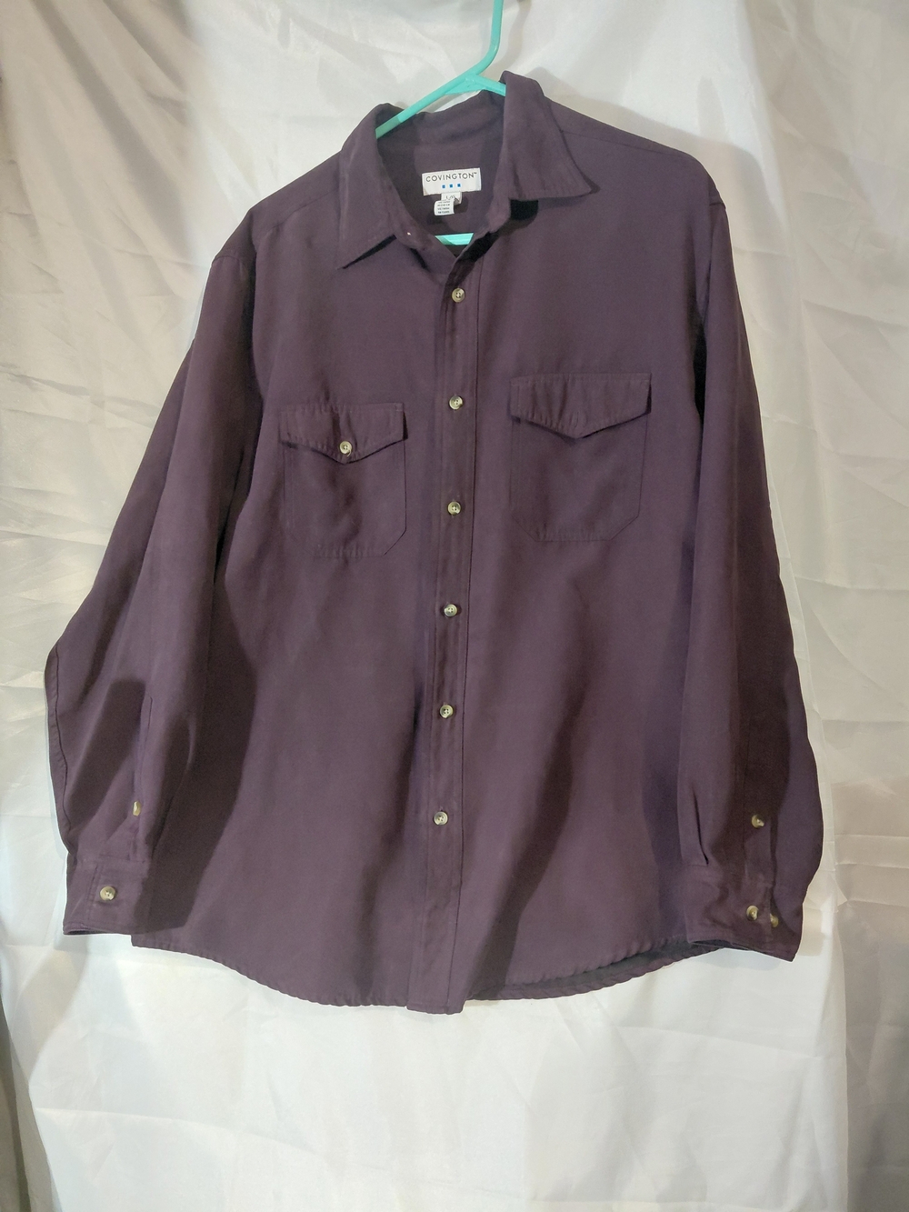 Covington Men's Dark Plum Long-Sleeve Button-Down Shirt
